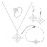 (s-b) Conjunto De Joias Knots Pingente Colar Pulseira Brinco