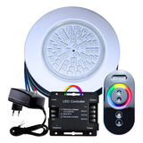 01pç Luminaria Led P/ Piscinas Rgb 18w 1/2 Controle + Fonte