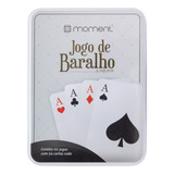 02 Baralhos Plástico Cartas Estojo Lata Tranca Truco Buraco