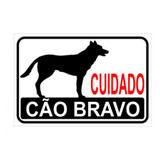 02 Placas Sinalização Advertência Cuidado Cão Bravo Prom