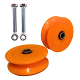 02 Roldana Nylon Laranja 2.1/2 Polegadas Portão Grade Trilho