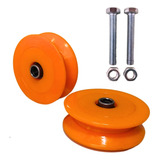 02 Roldana Nylon Laranja 3 Polegadas Portão Grade Trilho
