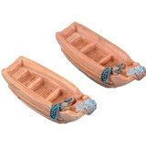 03 Mini Barcos De Pesca Mar Miniaturas Terrários Canoa 1:87