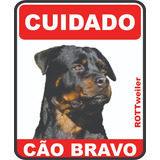 03 Placa Cuidado Cão Bravo Rottweiler Placa De Advertência