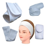03 Uns Faixa Cabelo Atoalhada Facial P/ Cabeça E Maquiagem Cor Branco