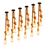 04 Luminária Pendente Duplos Design Rustico Corda Bocal E27