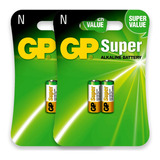 04 Pilhas Gp Super Tipo N Lr1 Bateria Alcalina 2 Cartela