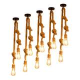 05 Luminária Pendente Duplos Design Rustico Corda Bocal E27