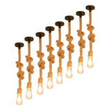 08 Luminária Pendente Design Rustico Corda Natural Bocal E27