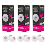 09 Bolas Butterfly 40+ Plástico 3 Estrelas = 03 Caixas Cor Branco
