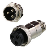 1 Par Macho Fêmea Conector Aviação Mike Gx20 3 Vias Painel