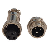 10- Conector Mike Gx12 Jack Macho Painel Fêmea Cabo 3 Pinos