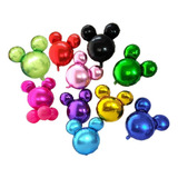 10 Balão Metalizado Mini Minnie Mickey Perfil De 37 Cm