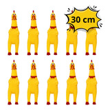 10 Brinquedos Pet Mordedor Frango Galinha De Borracha - 30cm