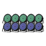 10 Canhao Refletor Led Par 64 Rgb 54 Leds 3w Dmx Dj Triled