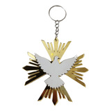10 Chaveiro Batizado Espirito Santo Acrilico E Mdf Branco