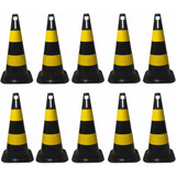 10 Cones De Sinalização Pvc Preto 50cm Transito Organizacao