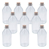10 Frascos Gordo De Vidro Penicilina Vazio C/ Rolha 300ml 