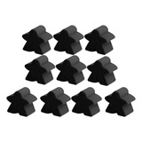 10 Meeples De Madeira Preto 20x20x9mm Acessório Jogo Ludens