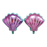10 Mini Balão Concha 34cm Metalizada Fundo Mar Decoração Cor Rosa + Lilas