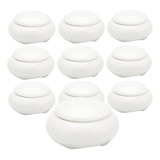 10 Mini Porta Joias Redondo 4,5cm Porcelana Branca