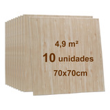 10 Painel Placa 3d Autocolante Espuma Madeira 70x70 Carvalho