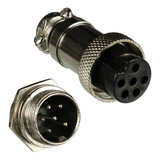 10 Par Conector Mike Circular Gx16 6 Vias Para Painel E Cabo