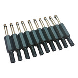 10 Peças - Plug P10 Mono Plástico Preto