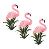10 Peças De Ferro Flamingo Sobre Apliques Bordados