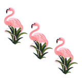 10 Peças De Ferro Flamingo Sobre Apliques Bordados