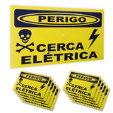 10 Placa Advertência: Perigo Cerca Elétrica Alumínio