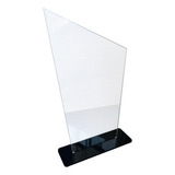10 Placas Troféu Trapézio 21cm - Acrílico Cristal 2mm C/base