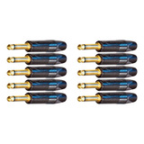 10 Plugs Neutrik P10 Mono Preto Contato Dourado Np2x-b 