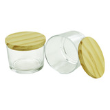 10 Pote Patê Vidro 156ml Copo Para Vela C/ Tampa De Madeira Cor Transparente Nadir Figueredo