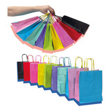 10 Sacolas Presente Kraft Colorido Premium 21,5 X 8 X 17,5cm