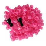 100 Batoque Dermocamp + 2 Anel P/ Micropigmentação Rosa
