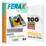 100 Folha Papel Fotográfico 128g A4 Fosco Jato De Tinta Cor Branco