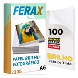 100 Folhas Papel Fotográfico Glossy 230g 10x15 Standard Cor Branco