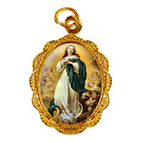 100 Medalhas De Alumínio Imaculada Conceição - Mod 3 Dourada