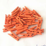 100 Mini Pregador Madeira 2,5 Cm Laranja Lembrancinha