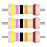 100 Peças - Resistor 470k 1/4w Axial Cr25 1%