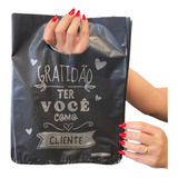 100 Sacolas 20x30 Boca De Palhaço Alça Vaza Premium Gratidão