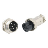 100 X Conector Mike 6 Vias Macho / Fêmea (par) Promoção