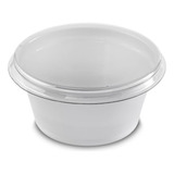 100un Potinho Molheira Pote Descartável Molho C/ Tampa 30ml Cor Branco
