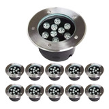 10x Balizador Led Branco Frio Piso Jardim 9w Blindado Spot