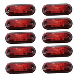 10x Lanterna Lateral Led Teto Van Perua Baú Caminhão Vermelh