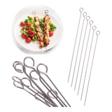 12 Espeto Churrasco Com Ponta 25 Cm Inox Espetinho Carne