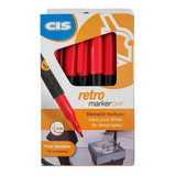 12 Marcador Permanente Retroprojetor 1mm Vermelho Marker Ohp