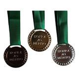 12 Medalhas Vitoria 35 Mm Ouro Prata Bronze - Com Fita Cetim