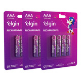 12pilha Recarregavel Aaa Palito 1000 Mah Elgin-3 Blister C/4